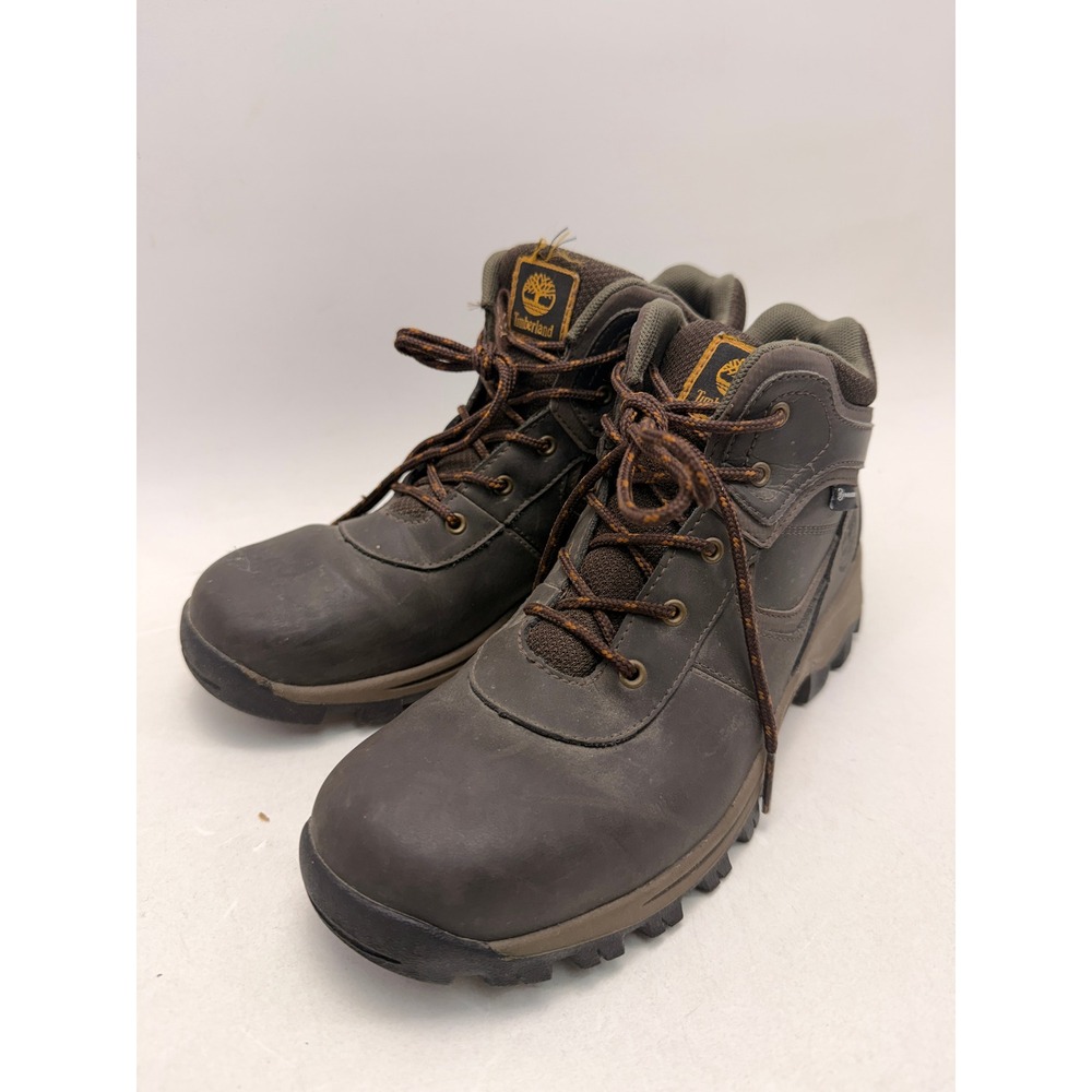 Timberland Boys A14IB TimberDry Waterproof Hiking Boots Dark Brown Leather 5.5Y